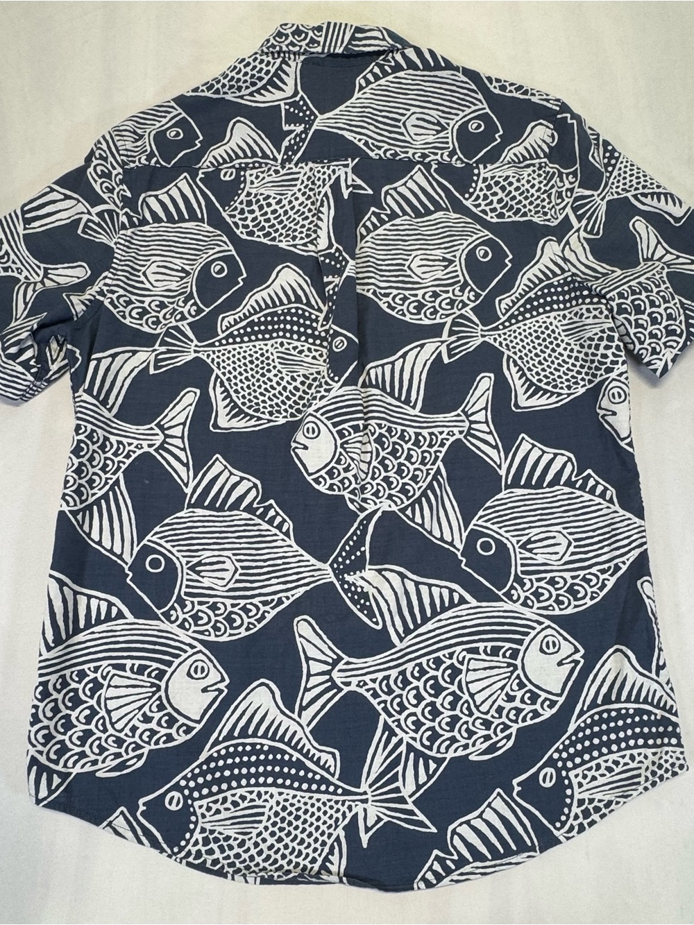 St. John's Bay Navy & White Fish Print Short-Sleeve Button-Down Shirt - Picture 5 of 6